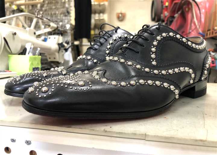 ルブタンのソール補強＆ヒールUP加工、4