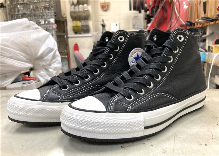 コンバースのソール側面の剥がれ予防のステッチ修理、9