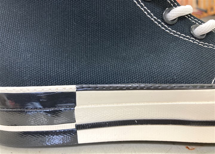コンバースのソール側面の剥がれ予防ステッチ修理、6