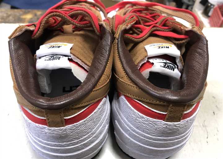 ナイキ×sacaiのスニーカーのカカト内側補強修理、2