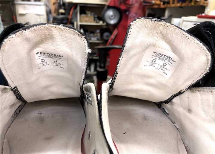 コンバースのシュータンステッチホツレ修理、2